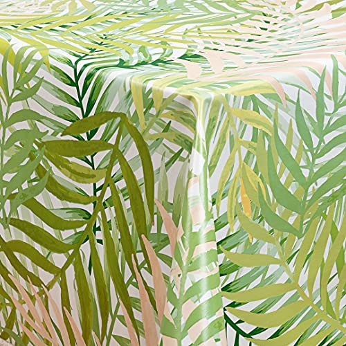 laro Wachstuch-Tischdecke Abwaschbar Garten-Tischdecke Wachstischdecke PVC Plastik-Tischdecken Eckig Meterware Wasserabweisend Abwischbar |43|, Muster:Blumen Bambus grün, Größe:140x500