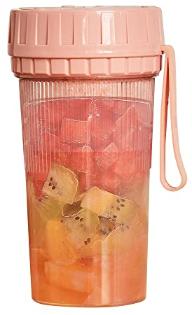 Licuadora Portátil,Mini Batidora Portatil Smoothie para Verduras y Frutas,300ml Eléctrica Personal Licuadora Recargable USB,Acero Inoxidable 4 Cuchillas,para Familia,Oficina,Viajes y Deportes(Rosa)