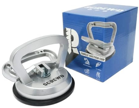SCREWD Suction Cup Heavy Duty Lifter for Carrying Heavy Awkward Items such as Glass, Doors, Windows and Sheet Metal - 118mm diameter - 45kg Pull