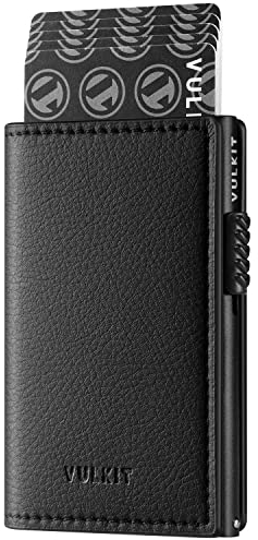VULKIT Portafoglio Pop Up con Portacarte Portafoglio Sottile in Pelle con Blocco RFID Contiene 11 Carte e Banconote