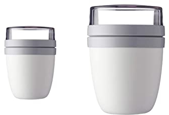 Mepal - Lunchpot Ellipse Duo Pack – Nordic White – klein/groß – praktischer Müslibecher, Joghurtbecher, To go Becher – Geeignet für Tiefkühler, Mikrowelle und Spülmaschine