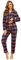 Mnemo Home Damen Schlafanzug Lang Flanell Pyjama Damen 100% Baumwolle aus Flanell (Blaues Pulver mit Golddraht, L)