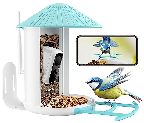 NETVUE by Birdfy Vogelfutterhaus mit Kamera für Live Vogelbeobachtung, Vollfarbe Nachtsicht Smart WLAN Vogelfutterstation, Futterhaus für Vögel, Automatische Videoaufzeichnung bei Vogelbesuch