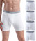 wirarpa Boxer Homme Coton Caleçon Hommes Élastique Confortable Braguette Ouverte sans Etiquette Lot de 4 Blanc Taille L
