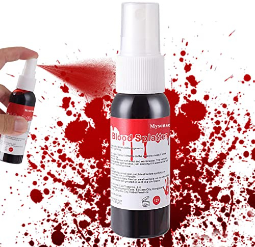 Mysense Fake Blood Spray, Halloween Blood Eye Drops & Splatter for Costume Makeup, 1 Oz (30ml), 1PC