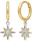 Engelsrufer Damen Creole aus Sterling Silber mit Stern Symbol Anhänger - besetzt mit 10 Zirkonia Steinen - Clipverschluss - nickelfrei - 14mm