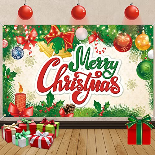 VICSOM Merry Christmas Banner, Weihnachts Banner Dekoration, Extra Große Frohe Weihnachten Banner, Weihnachten Hintergrund Banner, Weihnachten Hintergrund Banner Weihnacht Deko Poster
