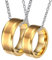 Beydodo Halskette Personalisiert Paar Ketten 2er Set mit Anhänger Ringe Wolframcarbid Gold 8MM Matt Parter Halsketten für Sie und Ihn
