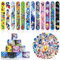 Acuiwer Schnapparmband 12 Stück Slap Armbänder mit 50 Aufkleber Kindergeburtstag Gastgeschenke Party Slap Bracelet für Kinder Mädchen Jungen (*12 stk Snic+50)