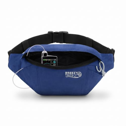 BreezyPacks Insulinkühler-Reisetasche, keine Kühlakkus, Insulinstift und EpiPen-Tragetasche, TSA-zugelassene Diabetikertasche, hält Medikamente bei Raumtemperatur, luftiger Gürtel, Marineblau, 9.84