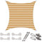 CelinaSun Sonnensegel Set Befestigung V2A Basic HDPE Quadrat 3 x 3 m Streifen sandbeige weiß Sonnenschutz atmungsaktiv