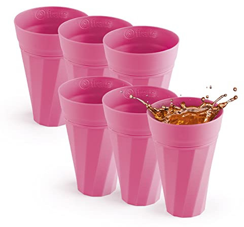 frats selbstkühlende Mehrwegbecher 6er Set pink (je 300ml) | Der Partybecher mit Kühlsystem - Kühlen ohne Eiswürfel, wiederverwendbar, stabil und belastbar | Für jede Party geeignet