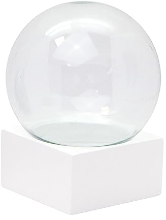Bastelset DIY Schneekugel | Do it Yourself mit Glaskugel und Polyresinsockel weiß eckig mit 1 x Schnee | 120mm Durchmesser - individuell Schüttelkugel | Glitzerkugel selbermachen | 40099