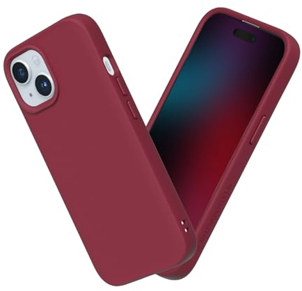 RhinoShield Case kompatibel mit [iPhone 15] | SolidSuit - Stoßdämpfende & schlanke Schutzhülle mit Premium Finish - 3.5 Meter Fallschutz - Bordeauxrot