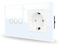 JIMEIDA Touch Lichtschalter mit Steckdose weiß Unterputz 3 Fach 1 Weg,Glas Panel und Status-LED Wandschalter,Kein Neutralleiter Erforderlich,157 * 86mm
