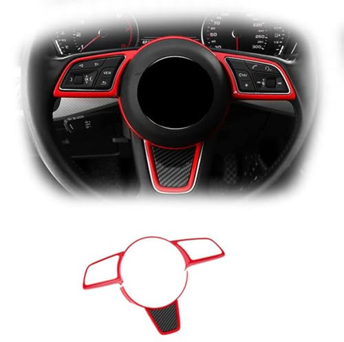 ABS Carbon Textur Auto Lenkrad Trim Aufkleber Für Audi A3 8V A4 B9 A5 2017-2019,Auto Lenkrad Schutzhülle Trim Aufkleber Zubehör,C-Red