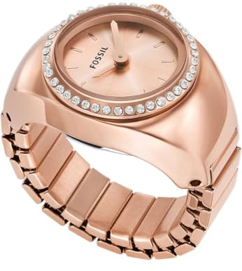 FOSSIL Montre Bague pour Femme, Mouvement à Quartz avec Bracelet en Acier Inoxydable