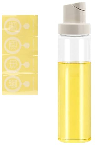 Auto Flip Olivenölspender, Ölflasche 500ml Glas, Oil Dispenser Bottle for Kitchen, Öl Essig Spender, Ölflasche mit Ausgießer, Multifunktions-ölflasche für Küche, Kochen, Grillen, Backen（Beige）