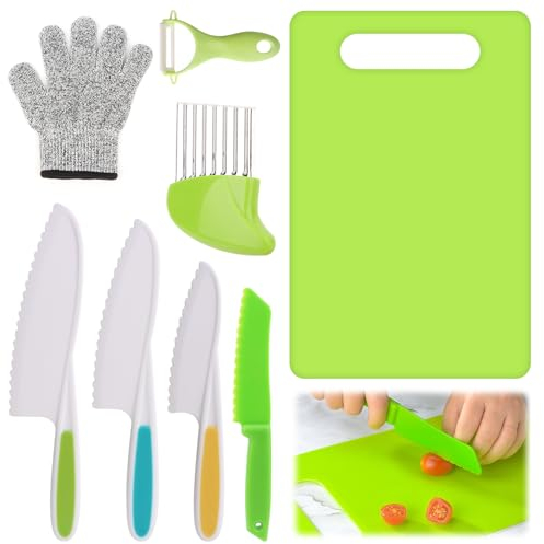 KEWUZY Juego De 8 Cuchillos De Cocina Para Niños, Kit De Cuchillos De Cocina De Seguridad Para Niños Para Cortar Y Cocinar Frutas O Verduras, Cuchillo Para Niños Que No Corta, Niños A partir De 2 Años