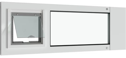 Liberty Cat Door for Sash Windows | Cat Door for Aluminum Frame Windows | Economical Sturdy Window Insert | White Frame | 32 - 33.5 Width Range