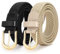 VONMELLI 2 Packungen Taillengürtel Damen Herren, Verstellbarer Elastischer Flechtgürtel Unisex, 2.5cm Breit, 90-120cm Länge, Schwarz+Khaki L