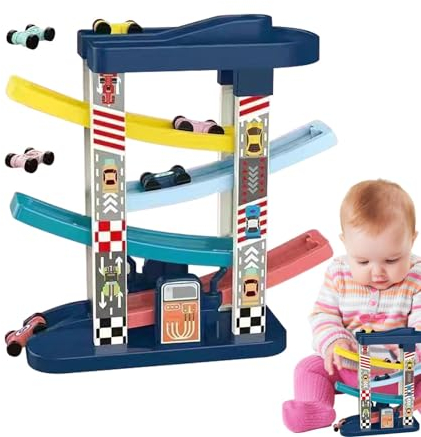 Auto Ramp Racer Spielzeug, Rennstrecken-Spielzeugset - Kinder Ramp Racer Spielzeug,Niedliches Kindergarten-Track-Spielset, Trägheitsautospielzeug zur Entwicklung der Farberkennungsfähigkeit