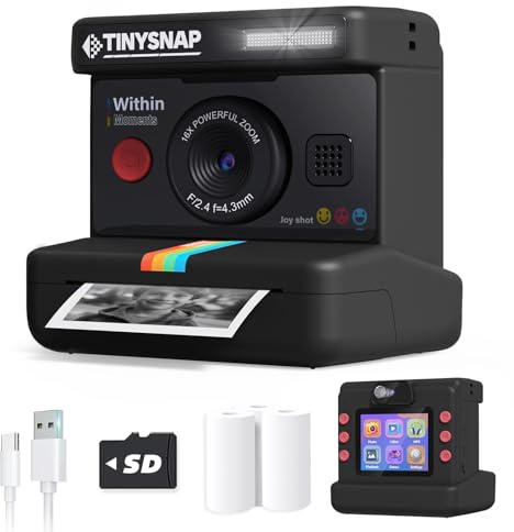 Eveedo Fotocamera a stampa istantanea per bambini, doppia fotocamera per bambini con schermo da 2,4 pollici, regalo di Natale per compleanno per ragazze dai 3 ai 12 anni, giocattolo portatile per