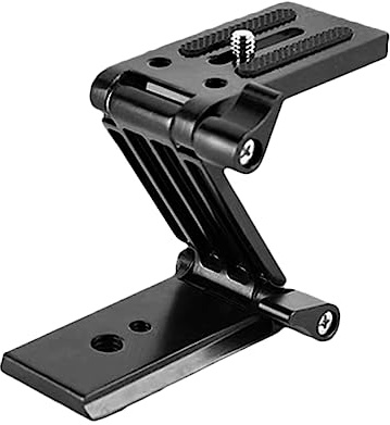 Z-förmige Schnellwechselplatte aus CNC Aluminium für Kamera Rig | 1/4-Zoll Gewinde, 3/8-Zoll Gewinde, Flügelmutter Verriegelung, Faltbares Design, Schwarz Eloxiert