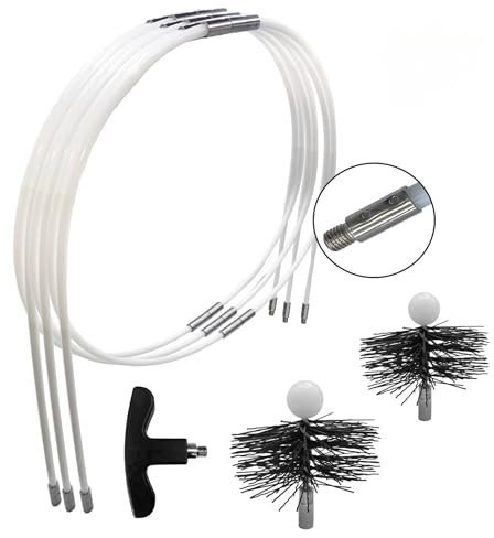 SHAFFER PRO - kit de ramonage poêle à Bois/Pellet 6 mètres - hérisson ramonage 120 mm 150 mm EASYFLEX -11 Cannes de ramonage Flexible