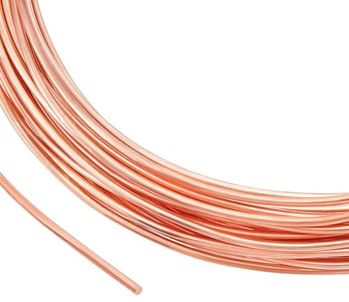 BENECREAT Cable de Cobre Macizo de 10 m, Alambre de Cobre Suave Redondo de 1.3mm, Alambre de Cobre Puro para Hacer Joyas, Envoltura de Gemas Artesanales