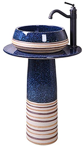 UQACHG Lavandino da appoggio Grande, lavabo da appoggio in Ceramica monoblocco, lavabo da appoggio con Un Solo appoggio, per Bagno, Balcone, E, 55x45x80cm,A-55x45x80cm