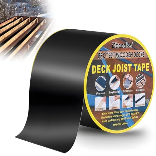 DBREAKS Ruban Adhésif en Butyle pour Terrasse, 100mm x 15 m Ruban de Solin en Bois pour Terrasse, Bande de Protection Lambourde, Protection du Bois (1 Rouleaux)