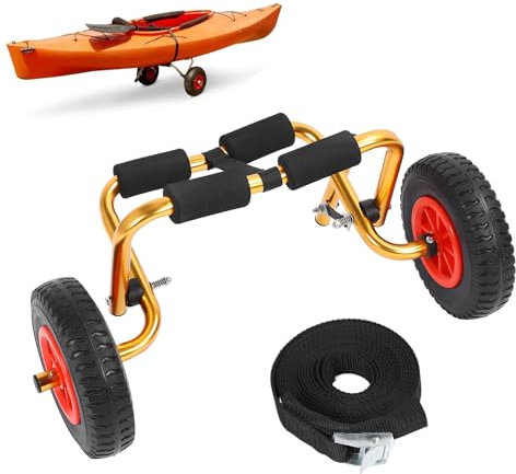 Fabater Chariot de canoë pour Kayak, Chariot de Transport pour canoë, Chariot de Bateau à Pneus Solides de 10 Pouces, Cadre en Aluminium pour Kayak, Petits Bateaux