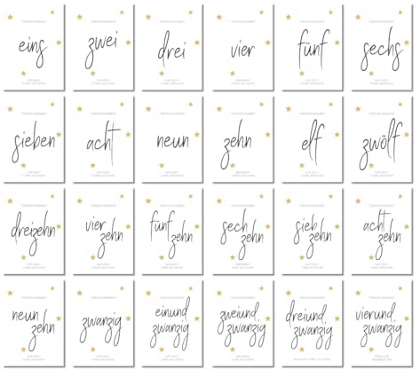 PuK Krämmer GmbH Adventskalender Karten Goldveredelung | 24 Karten für Adventsgeschenke zum Selbstgestalten | Adventskalender selber basteln | DIY Adventskalenderkarten Erwachsene