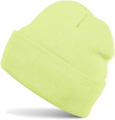 styleBREAKER Unisex Beanie Strickmütze Einfarbig, Feinstrick Mütze doppelt gestrickt, warme Winter Strickbeanie 04024029, Farbe:Apfelgrün