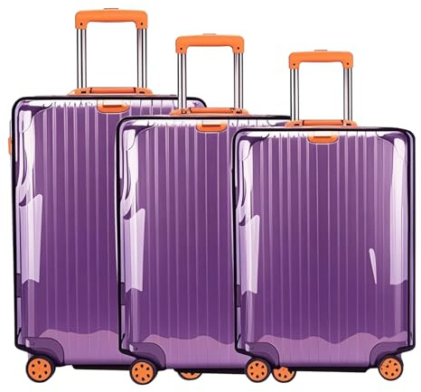 JZRTravel 3 Pieces Suitcase Cover for Luggage TSA Approved Clear PVC Waterproof Suitcase Protectors Fits 20 24 28 Inch Wheel Baggage, Travel Essentials Accessories