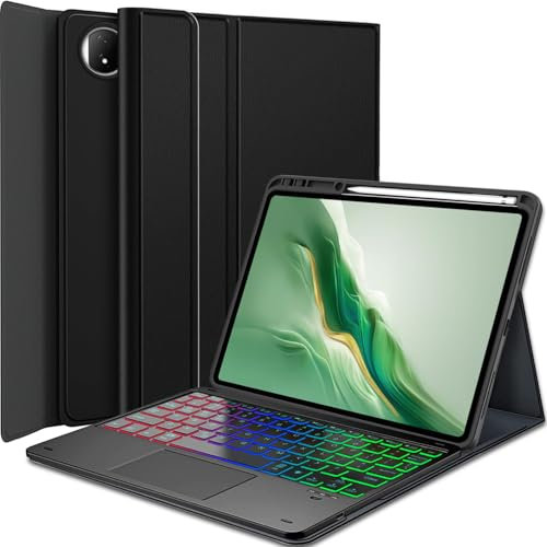Wineecy Touchpad Keyboard Case for 12.3 Inch Honor Magic Pad 2, 7 Color Rainbow Backlight Detachable Bluetooth Trackpad Keyboard Cover with Pen Holder for HONOR MagicPad2 2024