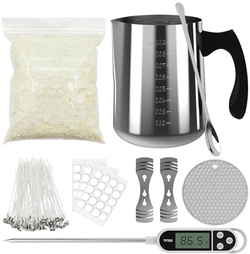 DIY Kerzenherstellungsset Geschenk für Feiertage, Geburtstage, Jubiläen | Sojawachs-Set mit 900ml Topf, Dochten, Aufklebern | Ideal für Weihnachten, Muttertag, Valentinstag | Erwachsene & Anfänger