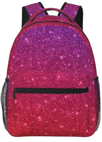 POEZJZW Rucksack mit Farbverlauf, Pailletten, glitzerndes Muster, lässiger Schulrucksack, Schulranzen, Damen, Tages- und Sporttasche, Reisetasche, Laptoptasche
