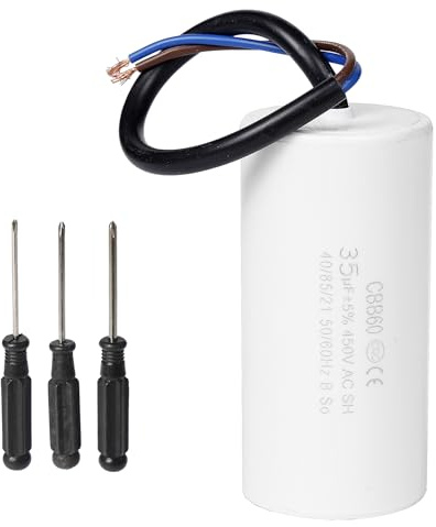 Capacitor Motor Starting Working Run Capacitors with Cable Electric Motors | 50/60Hz Refrigerator Water Pump Automatic Gate Air Compressor (35uF-450V-CBB60)