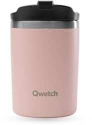 QWETCH - Travel Mug Isotherme - Rose Pastel 240ml - Thermo Café & Thé en Inox - 6h Chaud et 12h Froid - Compacte & Étanche, Mug de voyage