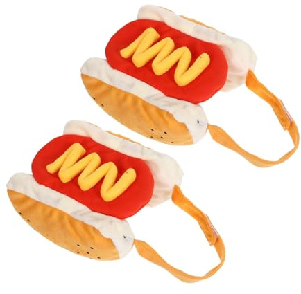 Toyvian 2 Stücke Teiliges Hot Dog Haustierkostüm für Kleine Hunde und Katzen Wärmender Baumwoll-Hamburger-Overall mit Elastischen Bändern Bequemes Halloween-Cosplay Lustiges