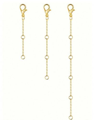 GWEOR 3 Stück Kettenverlängerung Gold - 14k Gold Vergoldete Verlängerung Kette - Halskette Fußkettchen Armband Verlängerungskette für Damen Herren Schmuckherstellung