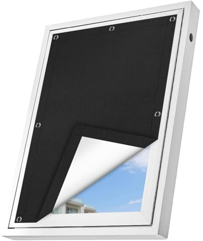 Alaoo Dachfenster Verdunkelungsrollo kompatibel, 100% Stromausfall, Verdunkelungsrollo Saugnapf ohne Bohren 60cm x 93cm für M08 M06,Schwarz