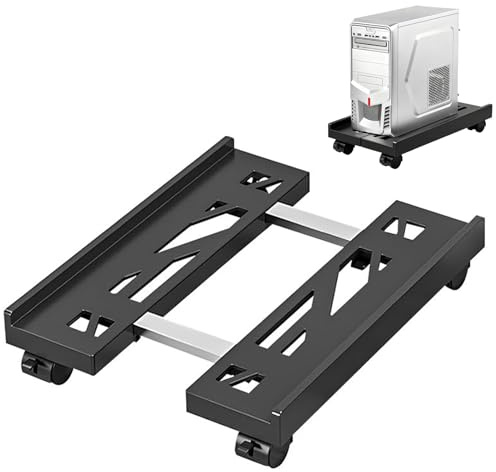 Soporte para Torre PC, Soporte para CPU, Soportes para PC Debajo del Escritorio, Soportes Ajustable para Ordenador Móvil con Ruedas, para Oficina en Casa, Escritorio(Negro)