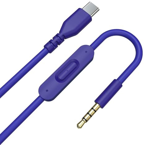 Asobilor USB-C to 3.5mm Replacement Audio Cable with Inline Mic & Volume Control, Compatible with Beats Solo2 Solo3 Solo Pro, Studio2 Studio3 Studio Pro, Mixr Executive Detox Headphones (Blue)