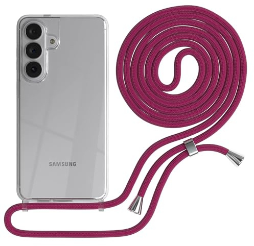 EAZY CASE Handykette kompatibel mit Galaxy S26 Plus Handyhülle mit Umhängeband, Handykordel mit Schutzhülle, Silikonhülle, Hülle mit Band, Stylische Kette für Smartphones, Pink