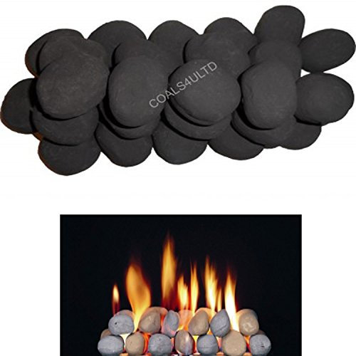 The Stove Wizard 20 Black Ceramic Pebbles Coal Replacement Accessories for LPG Bio Ethanol Gas Fires Electric Fires Realistic Firebed Stones UK-Made 60mm x 40mm x 40mm