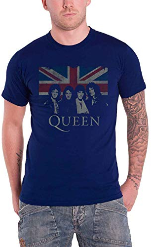 Queen Union Jack classic band logo Official Mens Blue T Shirt XL
