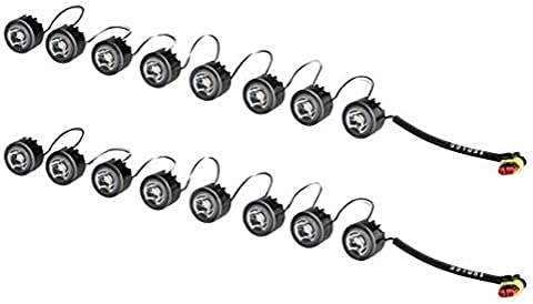 HELLA 2PT 010 458-771 LED-Daytime Running Light Set - LEDayFlex - 12/24V - Round - Fitting - Lens Colour: Crystal clear - Cable: 120mm - Vehicle Front - Set